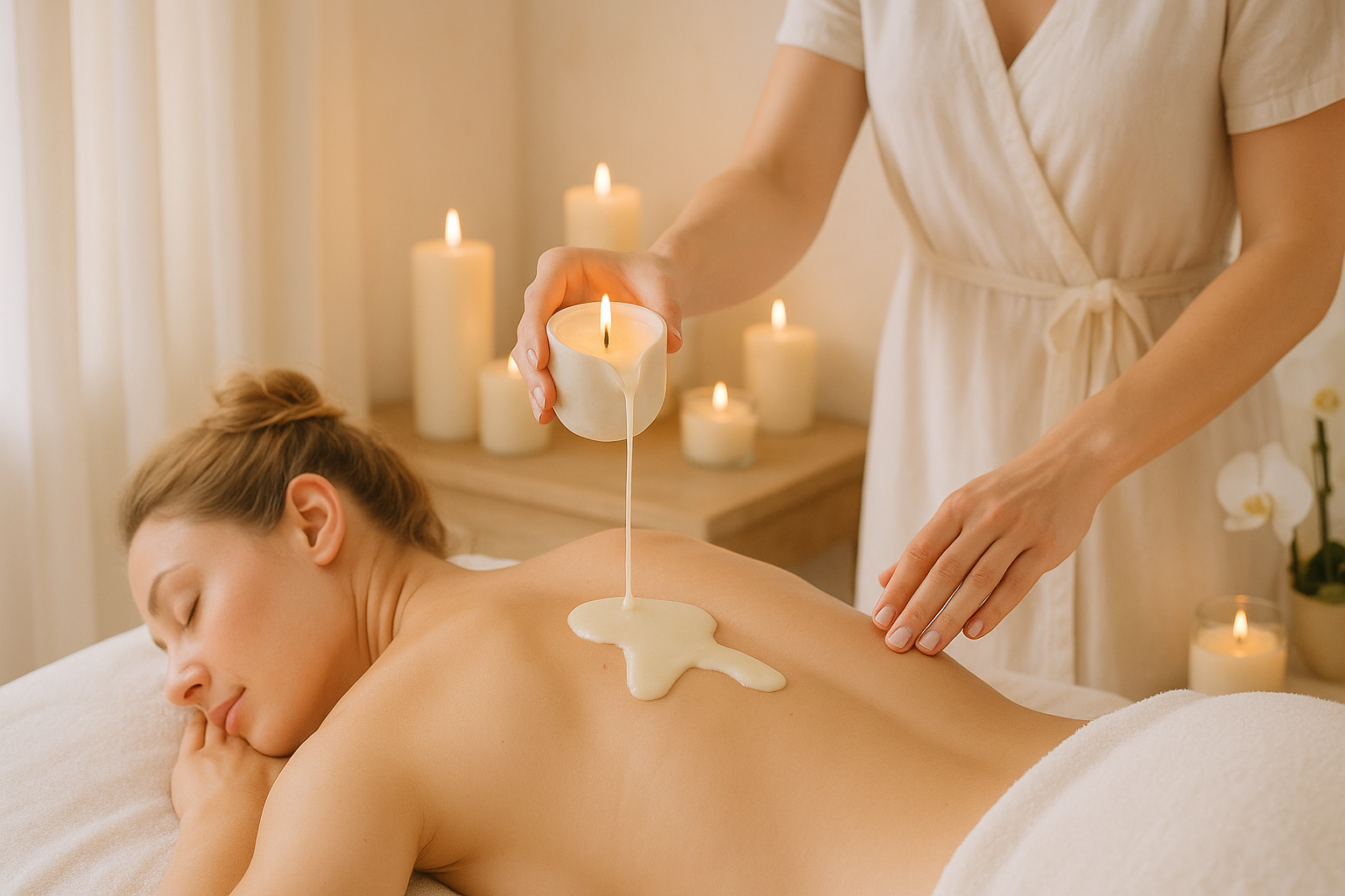 masaje con veloterapia derretida en el cuerpo en tonos claros